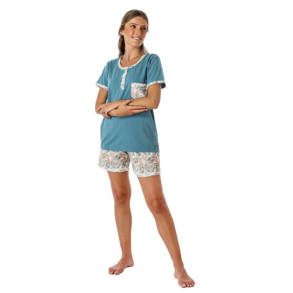 PIJAMA MUJER ESTAMPADO HOJAS LENNIS