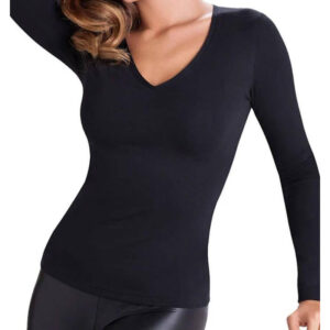 CAMISETA MUJER M/L PICO COTONELLA