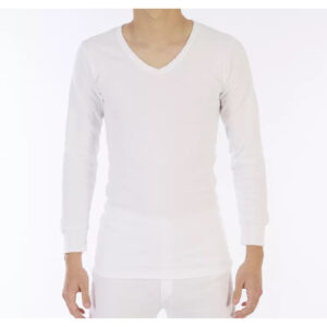 CAMISETA MANGA LARGA FELPADA CUELLO PICO LACOTEX