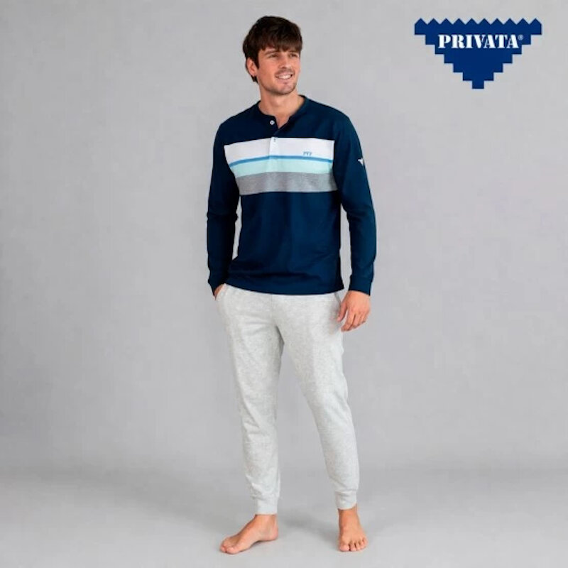 PIJAMA HOMBRE ALGODON MANGA LARGA PRIVATA